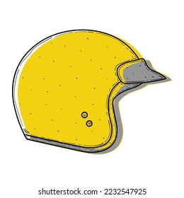 Hand drawn yellow motorbike helmet, yellow motorbike helmet sketch vector illustration. Hand-drawn in monochrome. yellow motorbike helmet vector template design.