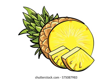 Hand drawn yellow pineapple