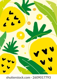 Hand drawn yellow pineapple poster