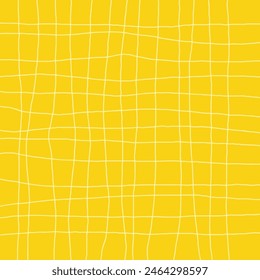 Hand Drawn yellow plaid with simple Vector Pattern of organic lines. Doodle Cottagecore Checks with Homestead Farmhouse Print wallpaper. Pastel Summer Graphic