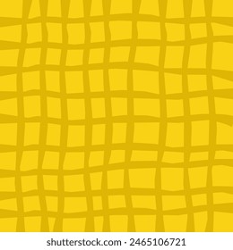 Hand Drawn yellow plaid with simple Vector Pattern of organic lines. Doodle Cottagecore Checks with Homestead Farmhouse Print wallpaper. Pastel Summer Graphic