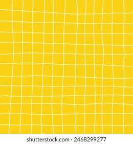 Hand Drawn yellow plaid with simple Vector Pattern of organic lines. Doodle Cottagecore Checks with Homestead Farmhouse Print wallpaper. Pastel Summer Graphic