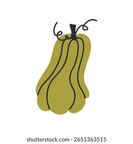 Ilustración de calabaza amarilla dibujada a mano aislada en blanco