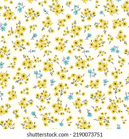 Flores silvestres amarillas dibujadas a mano. Patrón de vectores sin fisuras con flores dibujadas a mano en un estilo de esbozo