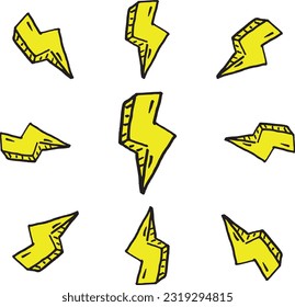 hand drawn yelow lightning illustration