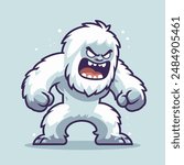 Hand drawn yeti cartoon snowman illustration