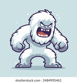 Hand drawn yeti cartoon snowman illustration