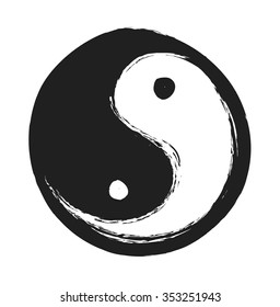 hand drawn ying yang symbol of harmony and balance,  vector design element