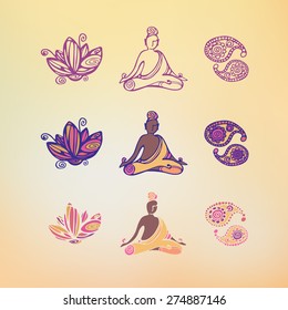 Hand Drawn Yoga Logos Stock Vector (Royalty Free) 274887146 | Shutterstock