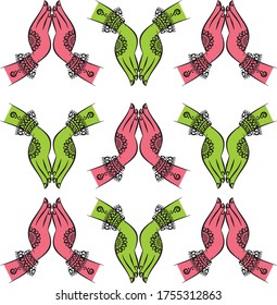 Hand drawn yoga mudras. Colored graphic vector