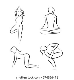 hand drawn yoga poses, yoga postures 