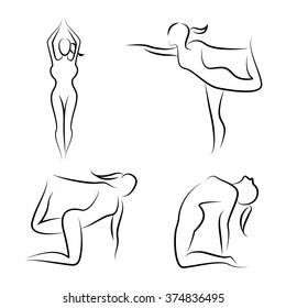 hand drawn yoga poses, yoga postures 