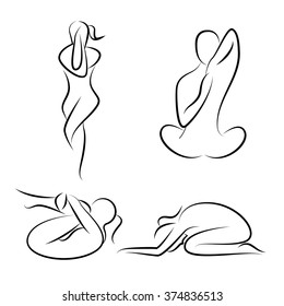 hand drawn yoga poses, yoga postures 