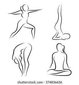 hand drawn yoga poses, yoga postures 