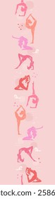Hand drawn yoga poses seamless pattern, sport background, great for textiles, banners, wallpapers - vector