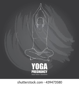 Hand drawn . Yoga for pregnant women.
