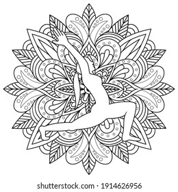 Hand drawn of yoga in zentangle style