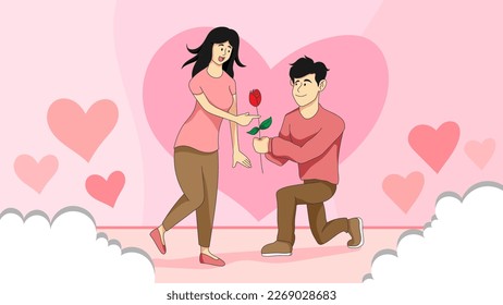 Hand drawn young couple vector illustration sit on the bench for all kinds of print and digital media uses