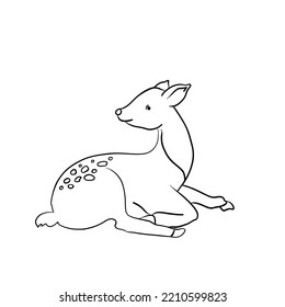Hand drawn young deer in tribal style. Magic vintage vector illustration in black on white. Children's coloring book. Spiritual art, yoga, boho style, nature and wildlife. T-shirts and tattoos.
