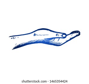 Hand drawn of young person lift up fingers. Asking, begging, demanding, seeking, requesting hands gesture sketch concept vector illustration. Isolated design with white background