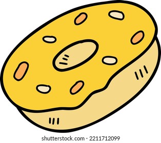 Hand Drawn yummy donuts illustration isolated on background