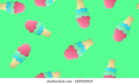 Hand drawn yummy seamless pattern with ice creams. Stylish summer design