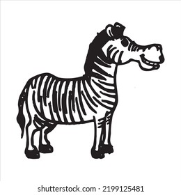 hand drawn zebra on a white background