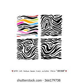 Hand drawn Zebra print - vector