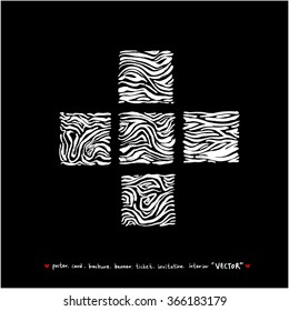 Hand drawn Zebra print - vector