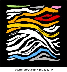 Hand drawn Zebra print - vector