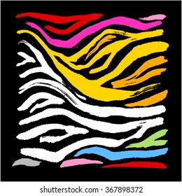 Hand drawn Zebra print - vector