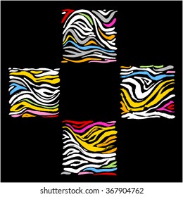 Hand drawn Zebra print - vector