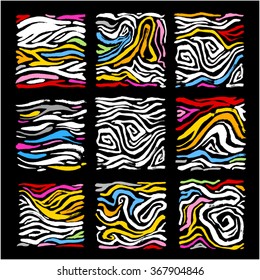 Hand drawn Zebra print - vector