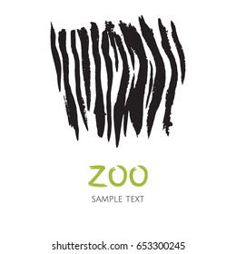 Hand drawn zebra skin template. Logo for zoo