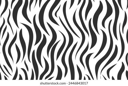 Hand drawn zebra theme black and white minimalist abstract seamless pattern silhouette vector texture prints textile