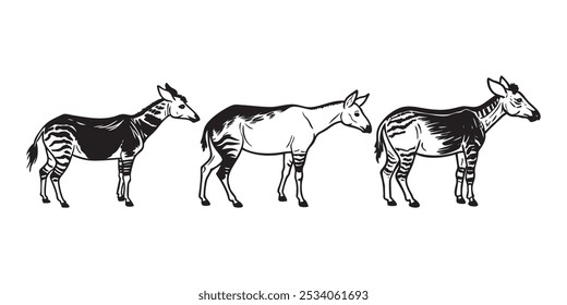 Hand drawn zebra vector silhouette