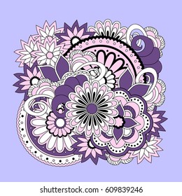 Hand drawn zen composition of the flowers for decorate dishes, t-shirt, tunic, bags, case, notebook, stationery, fabric print, wall art. eps 10.