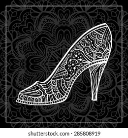 Hand drawn zen doodle high heel shoe