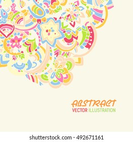 Hand drawn zentangle abstract background ornament illustration concept. Vector decorative retro banner of card or invitation design. Traditional, Islam, arabic, indian, ottoman motifs, elements. 