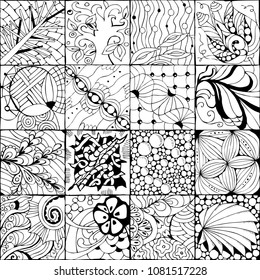 Hand Drawn Zentangle Background Coloring Page Stock Vector (Royalty ...