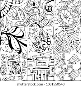 Hand drawn zentangle background for coloring page