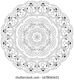 Ornamento circular zentangle dibujado a mano para la página de coloreado.