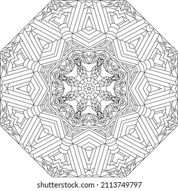 Hand drawn zentangle circular ornament for coloring page.