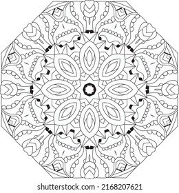 Ornamento circular de zentangle dibujado a mano para la página de coloreado.