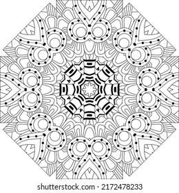 Hand drawn zentangle circular ornament for coloring page.