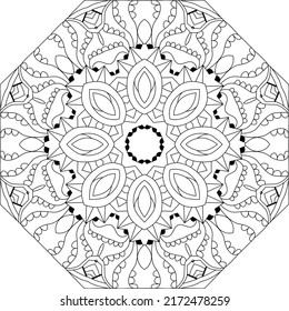 Hand drawn zentangle circular ornament for coloring page.