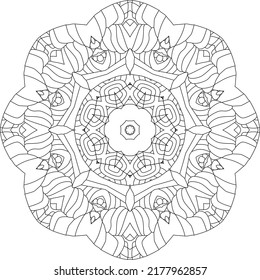 Ornamento circular de zentangle dibujado a mano para la página de coloreado.