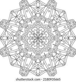 Hand drawn zentangle circular ornament for coloring page.