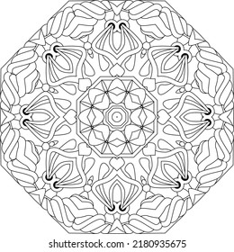 Ornamento circular de zentangle dibujado a mano para la página de coloreado.