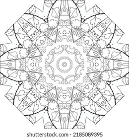 Hand drawn zentangle circular ornament for coloring page.